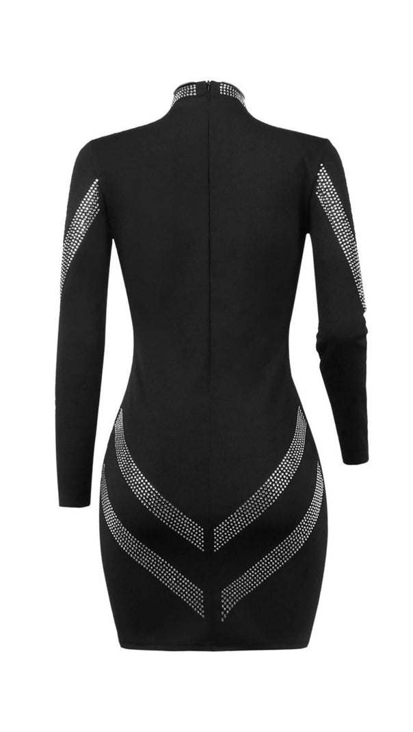 AIIZIE BANDAGE DIAMOND MINI DRESS IN BLACK - product image