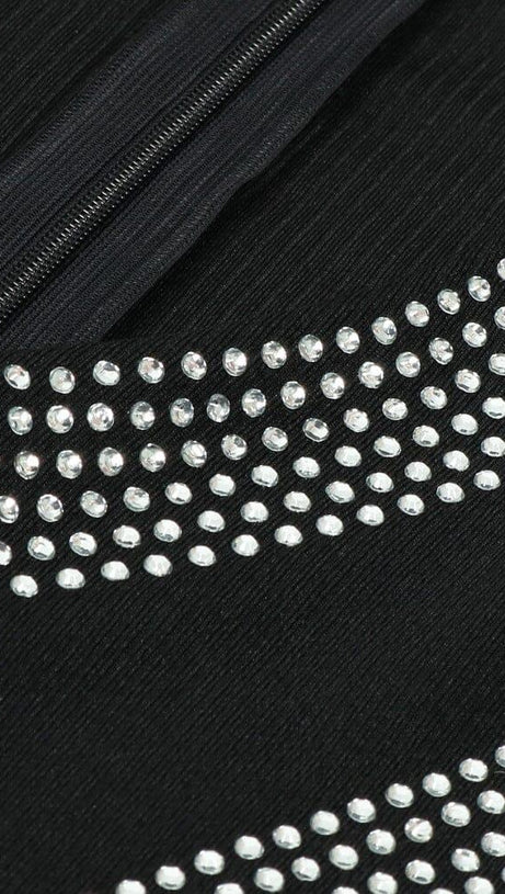 BANDAGE DIAMOND MINI DRESS IN BLACK