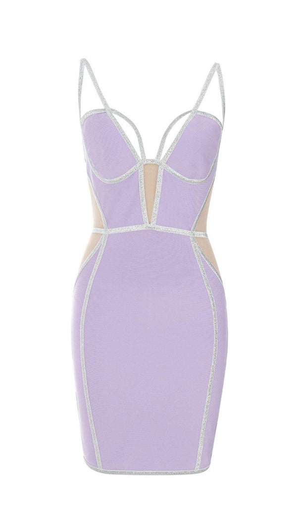 AIIZIE BANDAGE MESH MINI DRESS IN PURPLE - product image