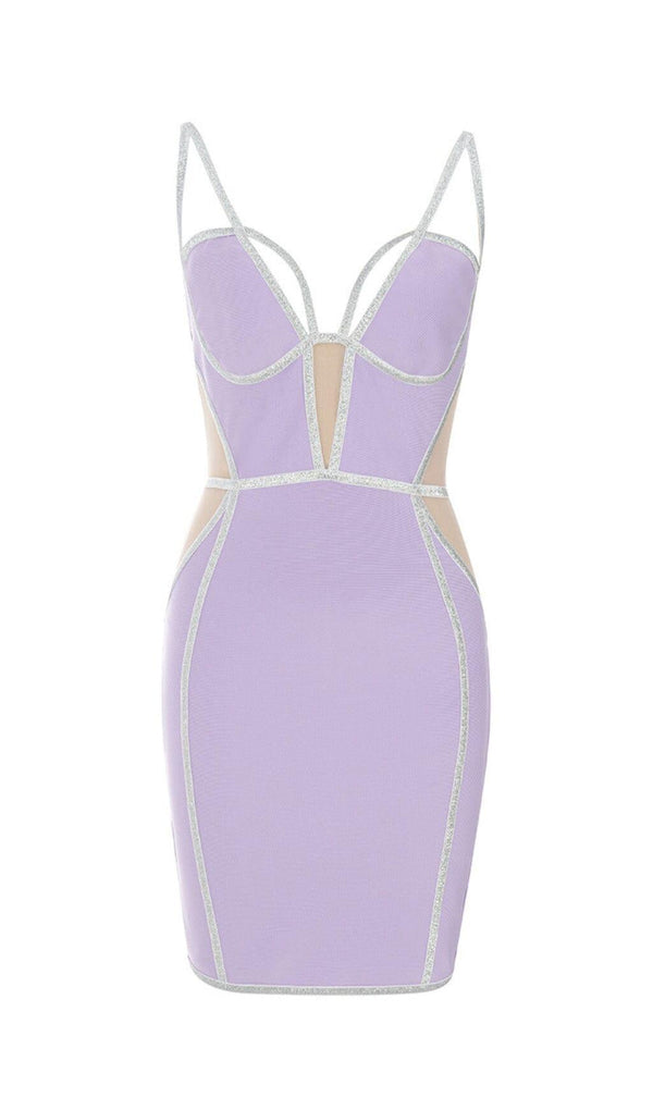 BANDAGE MESH MINI DRESS IN PURPLE