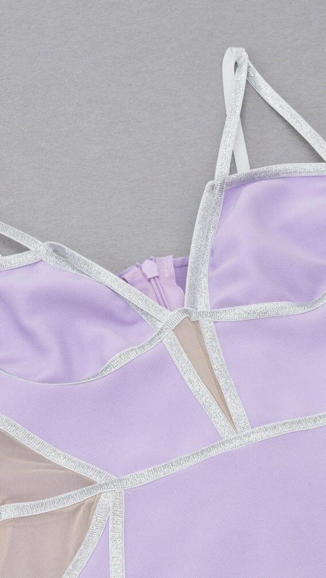 BANDAGE MESH MINI DRESS IN PURPLE