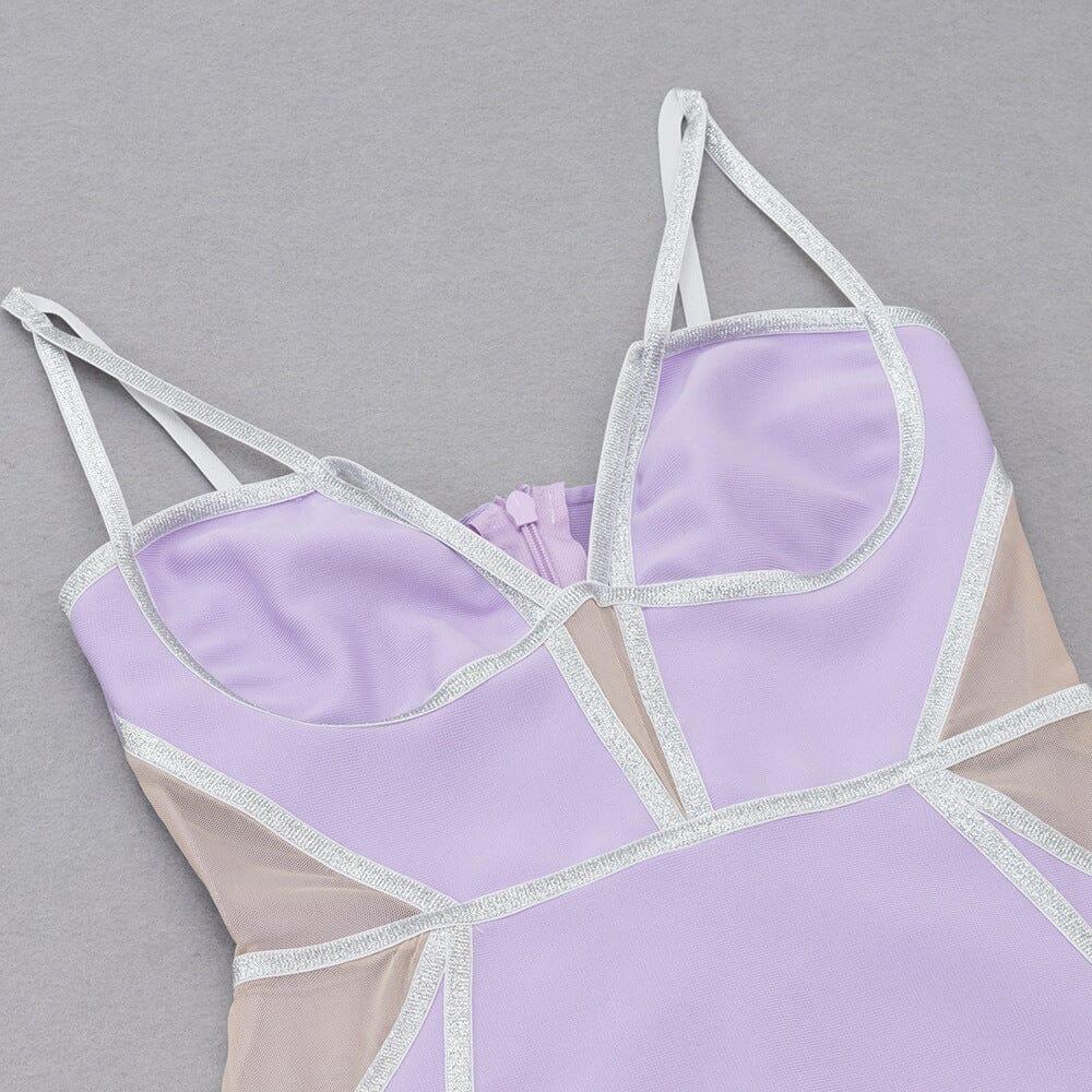 AIIZIE BANDAGE MESH MINI DRESS IN PURPLE - product image