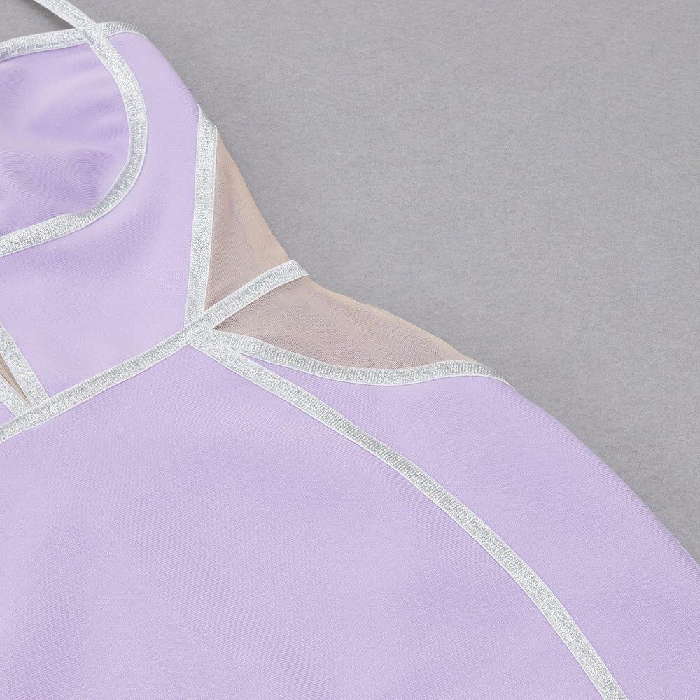 AIIZIE BANDAGE MESH MINI DRESS IN PURPLE - product image