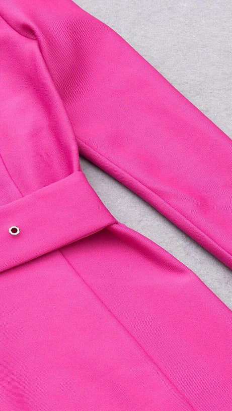 BANDAGE V NECK BELT MINI DRESS IN PINK