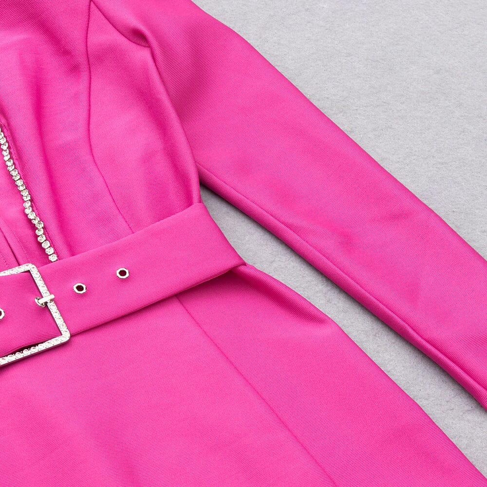 AIIZIE BANDAGE V NECK BELT MINI DRESS IN PINK - product image