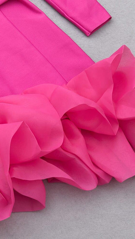 BANDAGE V NECK BELT MINI DRESS IN PINK