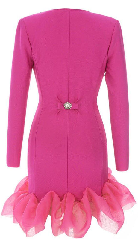 BANDAGE V NECK BELT MINI DRESS IN PINK