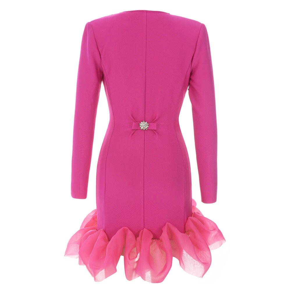 AIIZIE BANDAGE V NECK BELT MINI DRESS IN PINK - product image