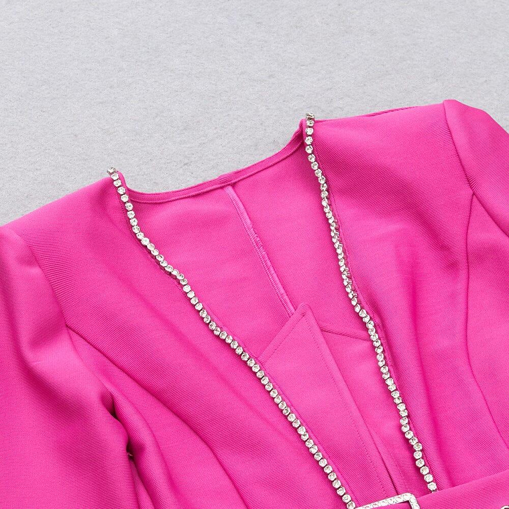 AIIZIE BANDAGE V NECK BELT MINI DRESS IN PINK - product image