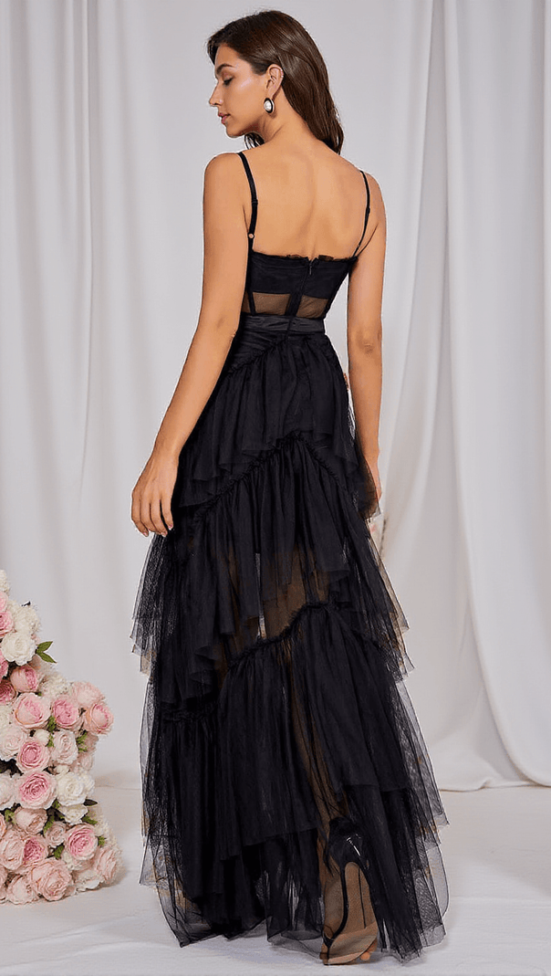 AIIZIE INAYA MESH MAXI DRESS IN BLACK - product image