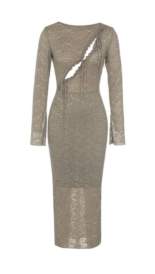 AIIZIE FLORAL LACE LONG SLEEVE MIDI DRESS - product image
