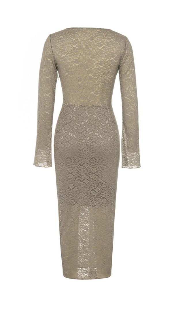AIIZIE FLORAL LACE LONG SLEEVE MIDI DRESS - product image