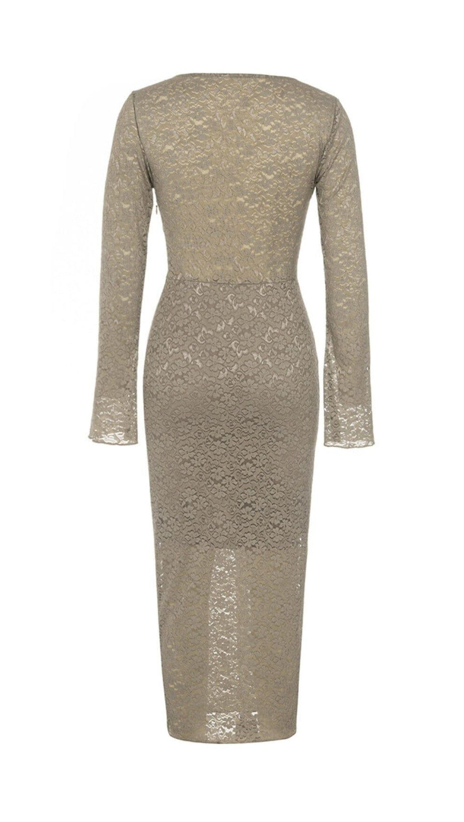 FLORAL LACE LONG SLEEVE MIDI DRESS