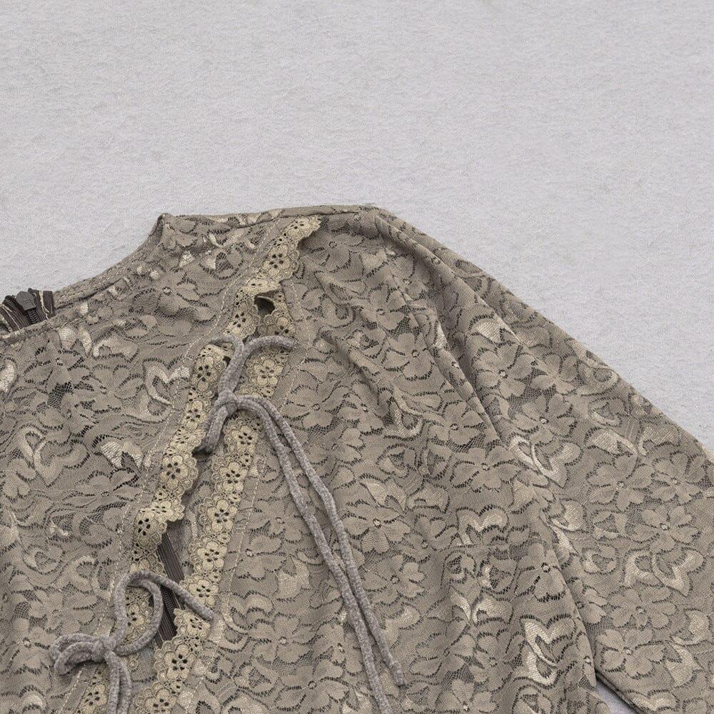 AIIZIE FLORAL LACE LONG SLEEVE MIDI DRESS - product image