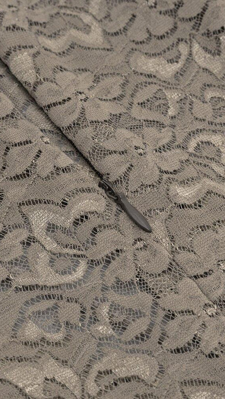 FLORAL LACE LONG SLEEVE MIDI DRESS