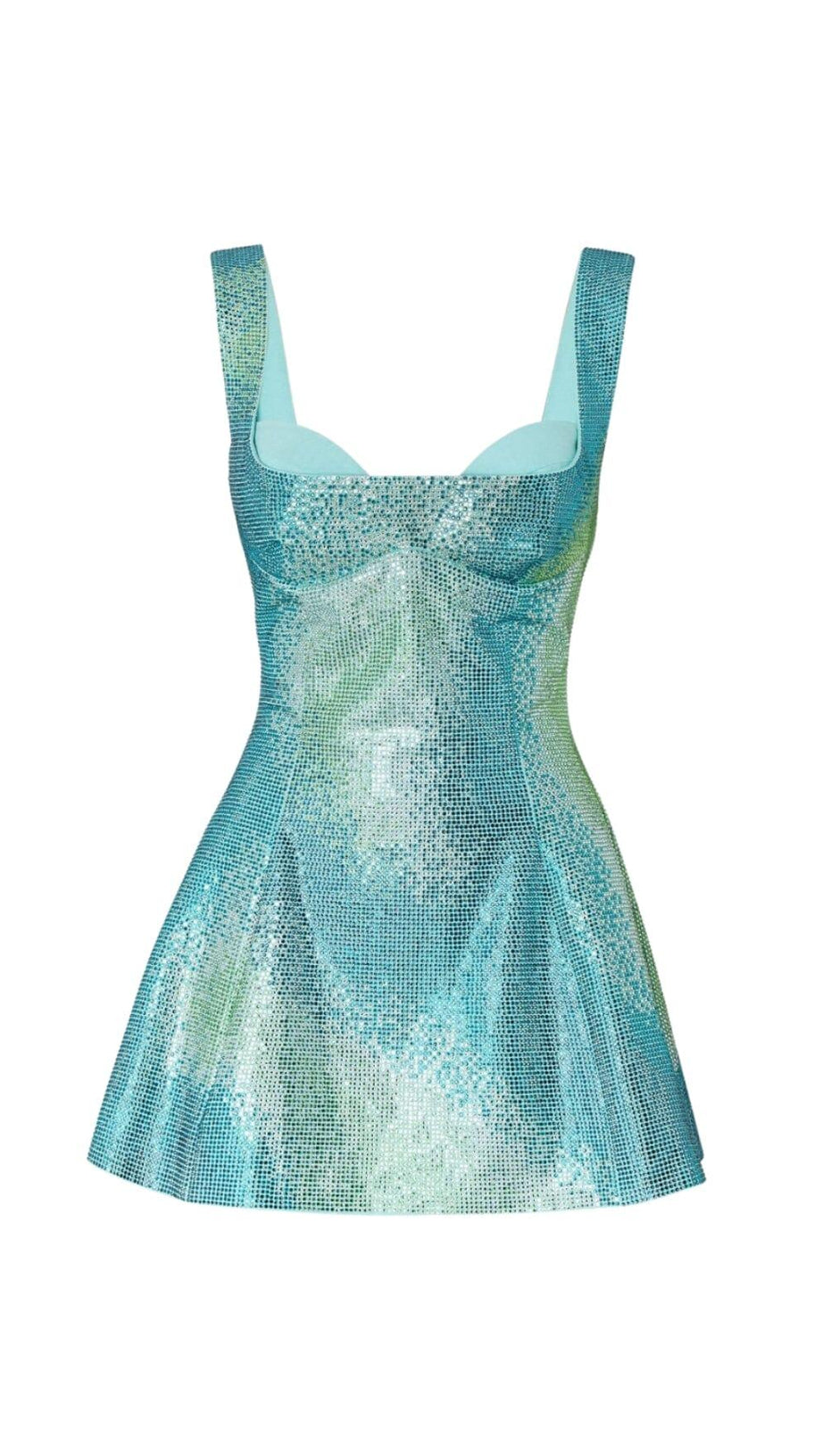 MINI ABITO CON SCHIENA SENZA SPALLINE E PAILLETTES VERDE