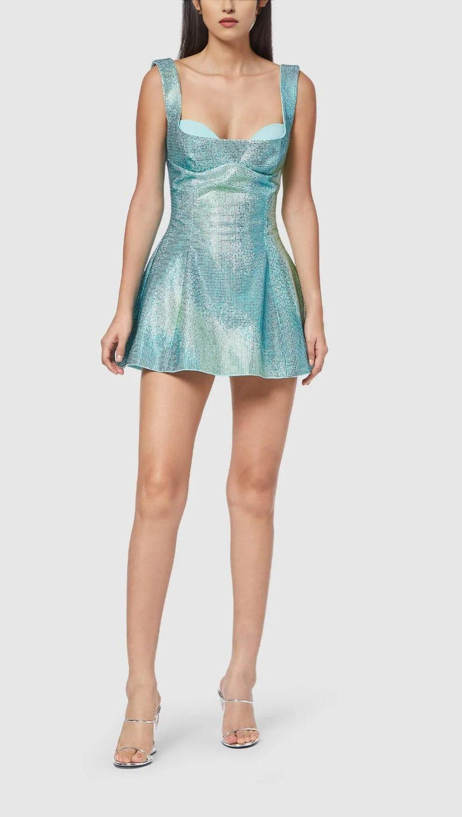 MINI ABITO CON SCHIENA SENZA SPALLINE E PAILLETTES VERDE