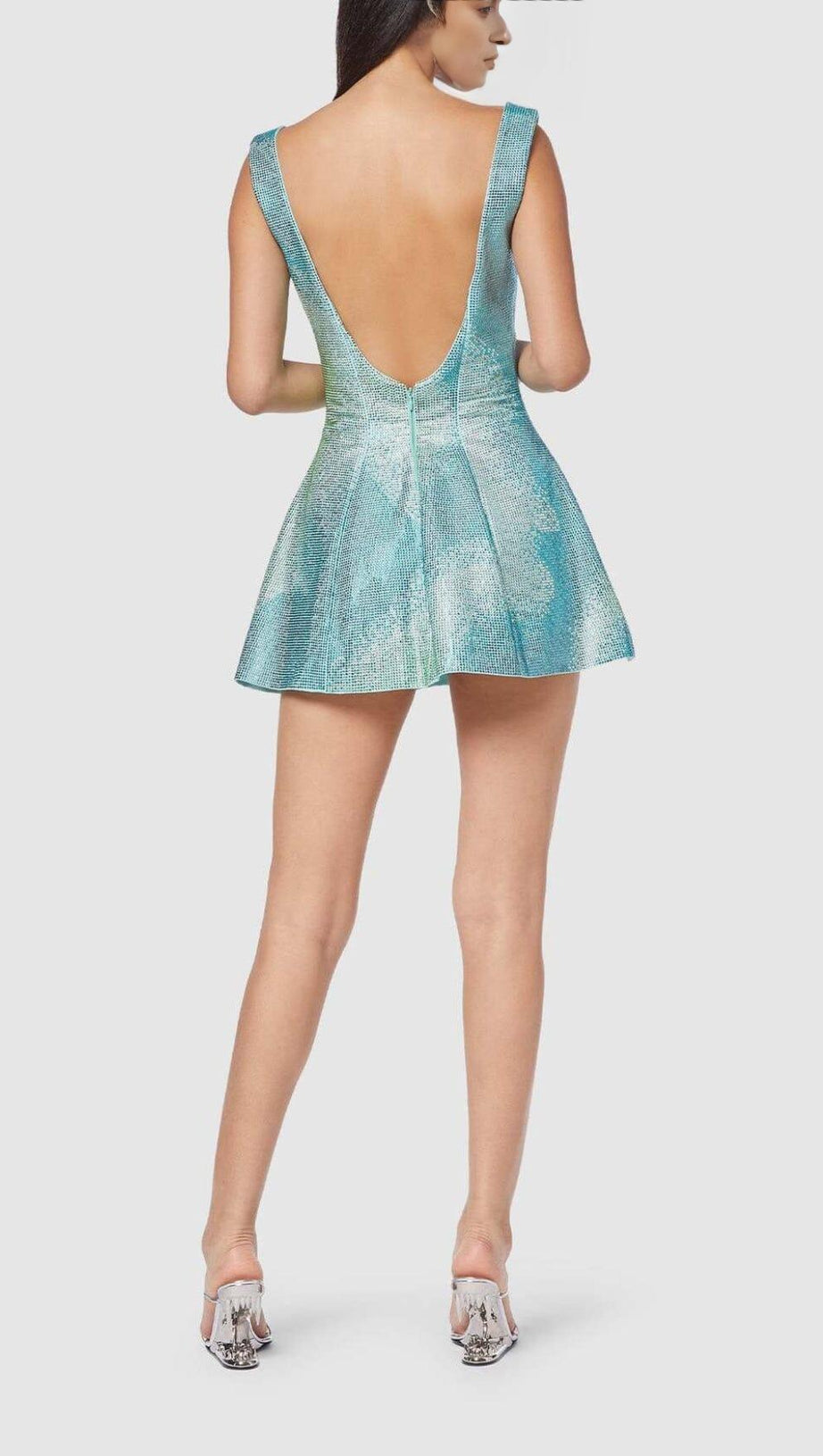 MINI ABITO CON SCHIENA SENZA SPALLINE E PAILLETTES VERDE