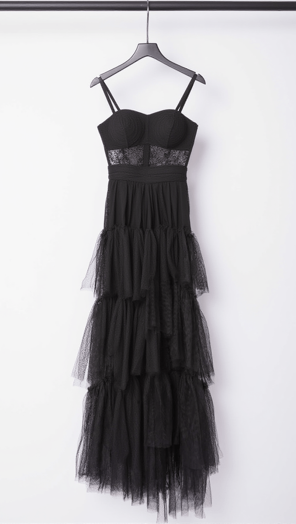 AIIZIE INAYA MESH MAXI DRESS IN BLACK - product image