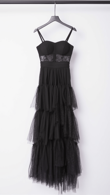 ABITO LUNGO IN RETE INAYA NERO