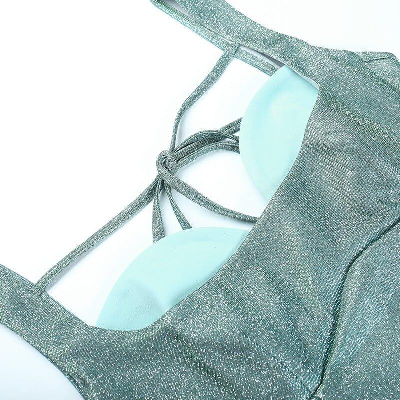 MINI ABITO CON SCHIENA SENZA SPALLINE E PAILLETTES VERDE