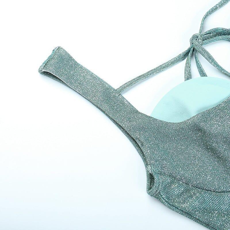 MINI ABITO CON SCHIENA SENZA SPALLINE E PAILLETTES VERDE