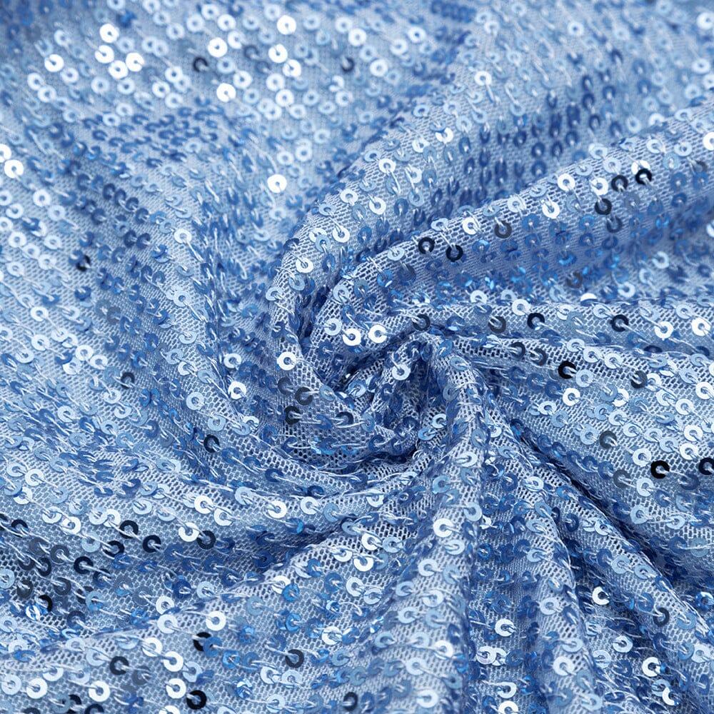 PAILLETTEN-MINIKLEID MIT V-AUSSCHNITT IN BLAU