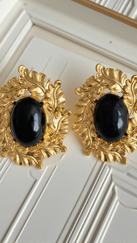 VISEN LEAF EMBELLISHED EARRINGS