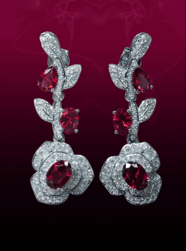 AIIZIE ROTE CRYSTAL FLOWER DROP EARRINGS - product image