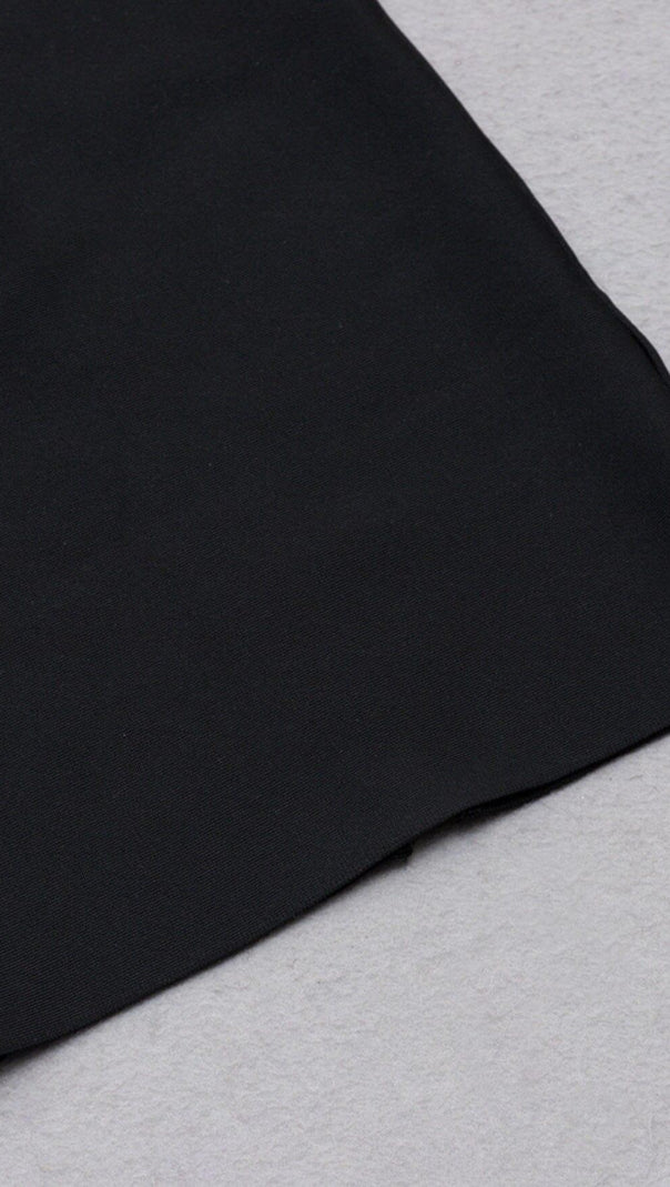 AIIZIE BLACK STITCHED HALTERNECK DESIGN MIDI DRESS - product image