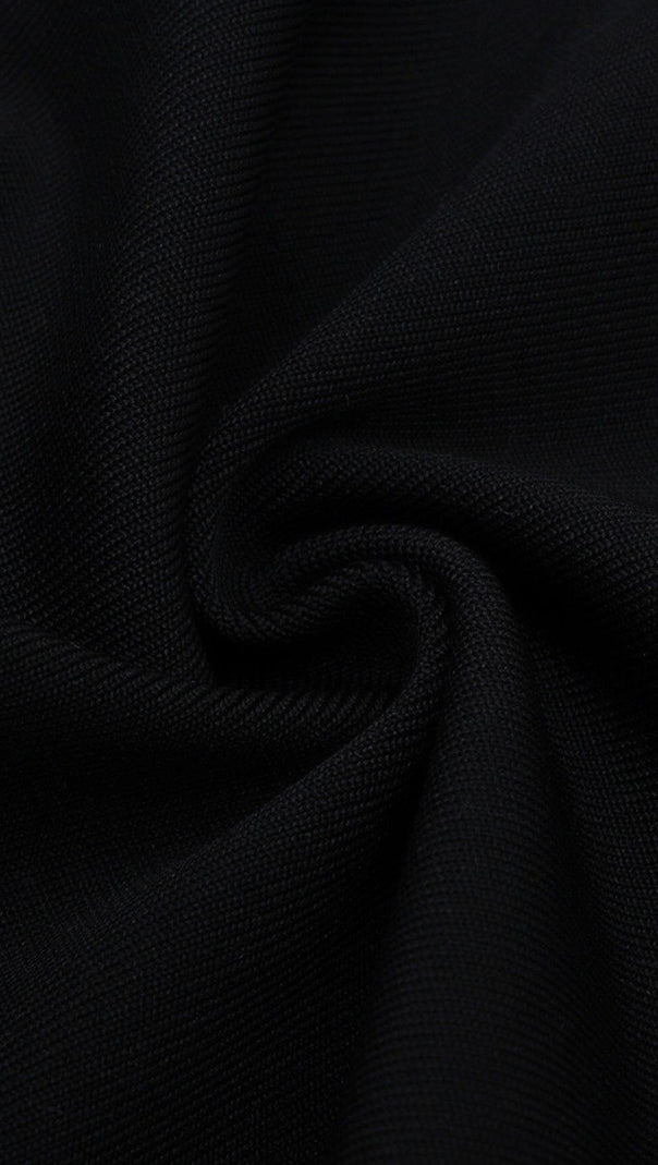 ABITO MIDI CON SCOLLO ALL'AMERICANA E CUCITO NERO