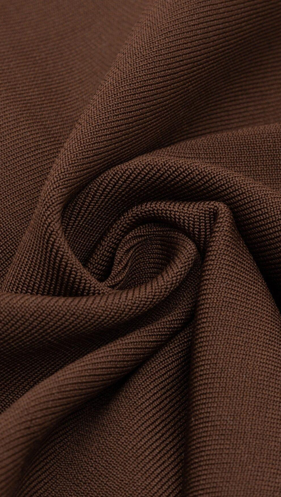 BROWN MESH STITCHED SEXY SKINNY MIDI DRESS