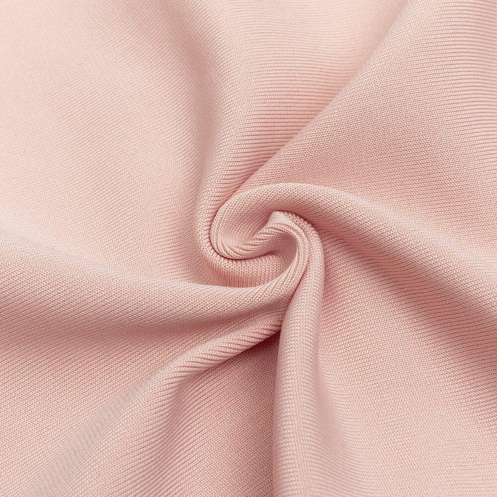 AIIZIE PINK MESH LONG-SLEEVED SLOPE NECK HOLLOW DRESS - product image
