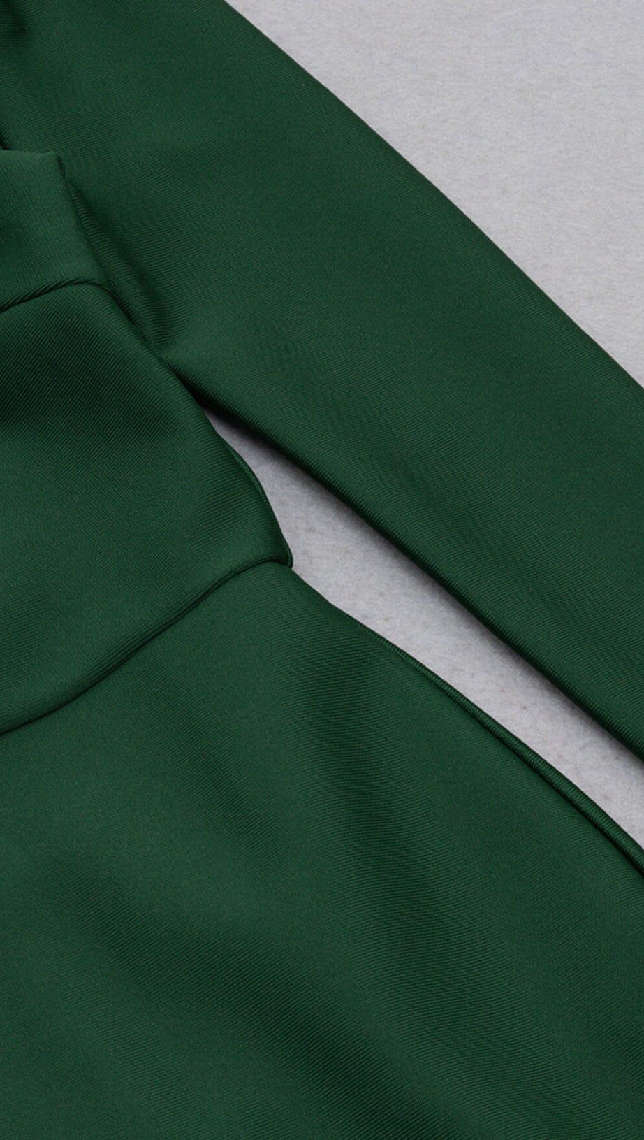 DARK GREEN CHEST HOLLOW LACE STITCHED SLIM MIDI DRESS