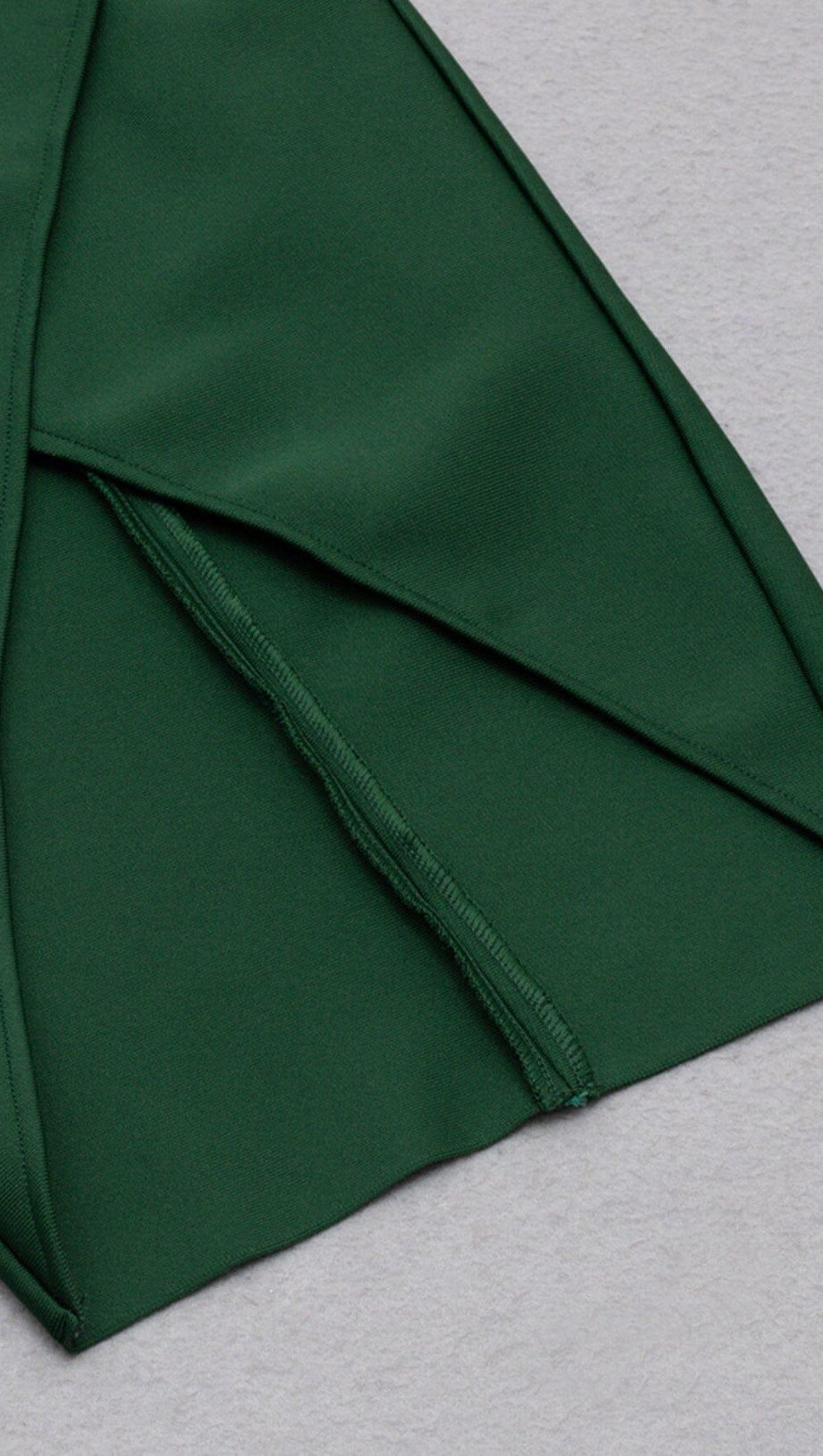 DARK GREEN CHEST HOLLOW LACE STITCHED SLIM MIDI DRESS