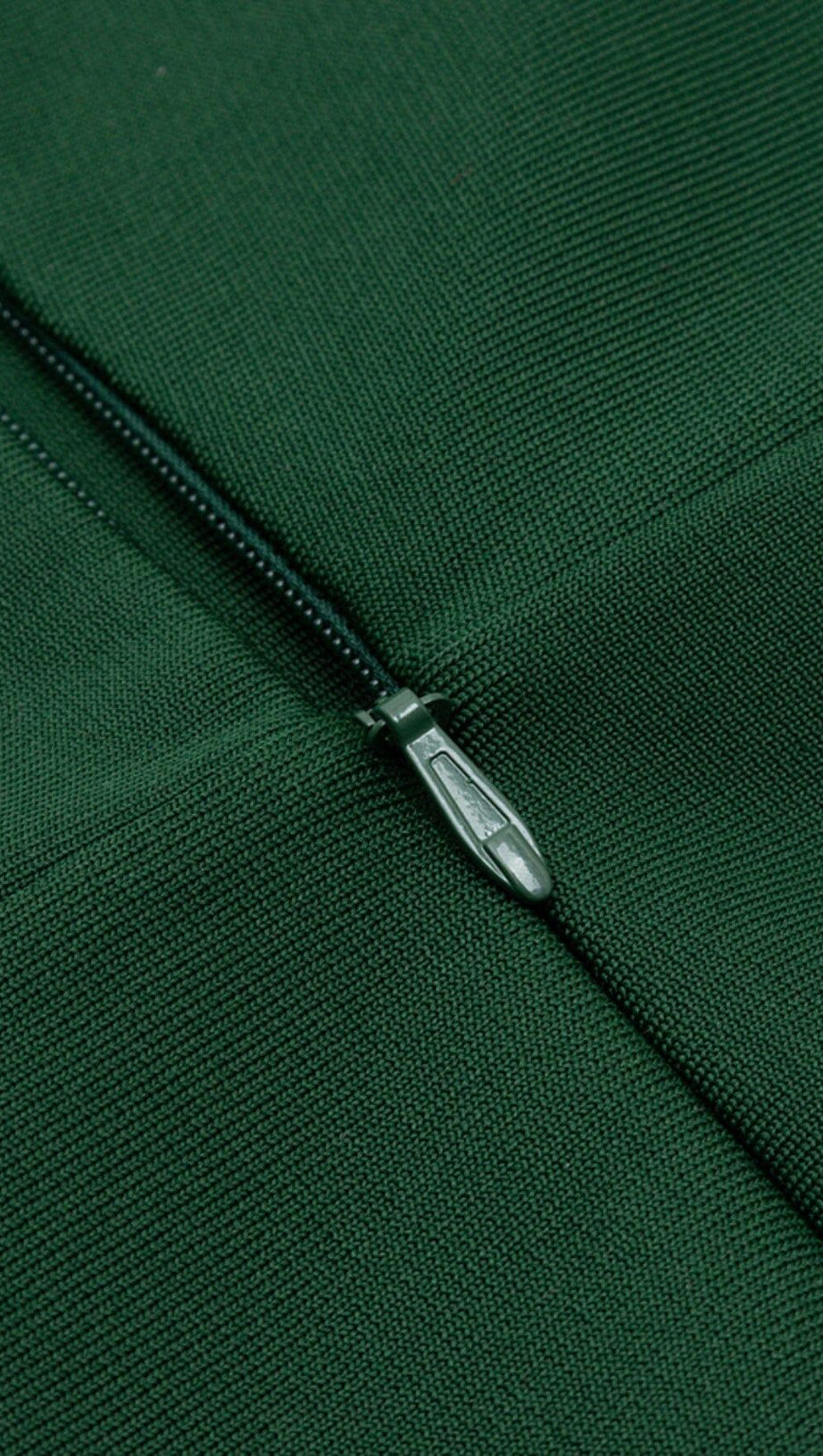 DARK GREEN CHEST HOLLOW LACE STITCHED SLIM MIDI DRESS