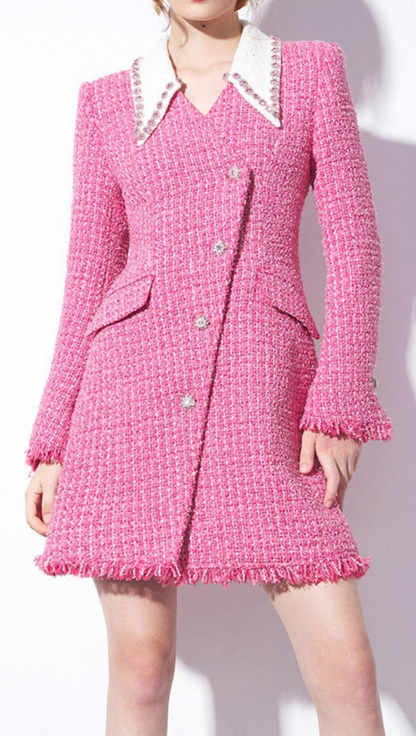 AIIZIE PINK HEAVY BEADED SMALL FRAGRANT WOOLEN JACKET - product image