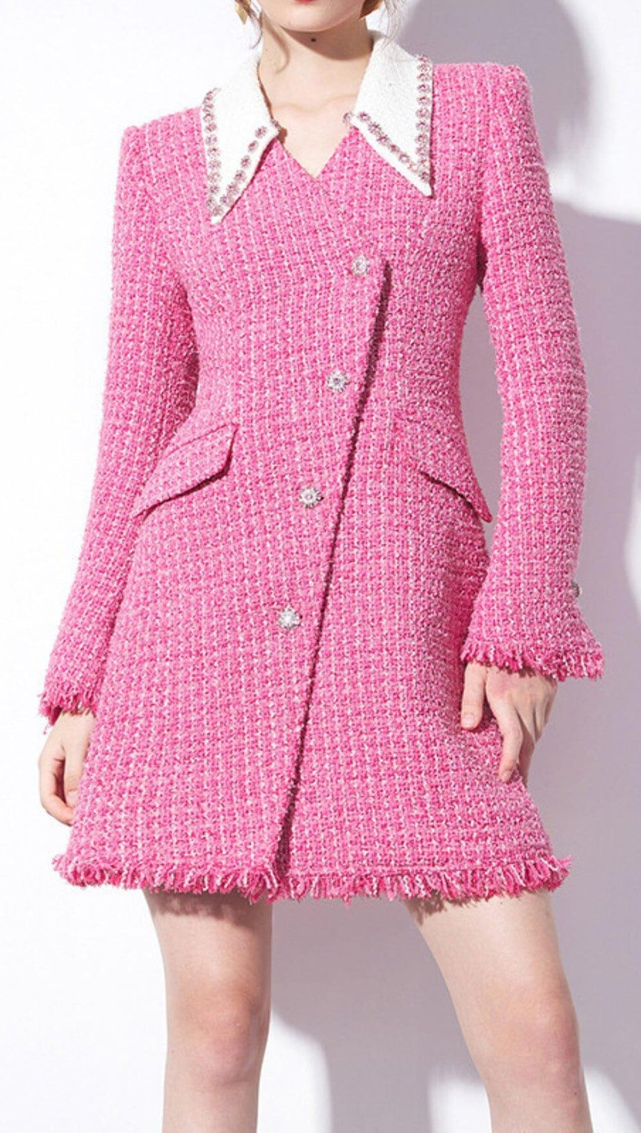 PINK HEAVY BEADED SMALL FRAGRANT WOOLEN JACKET