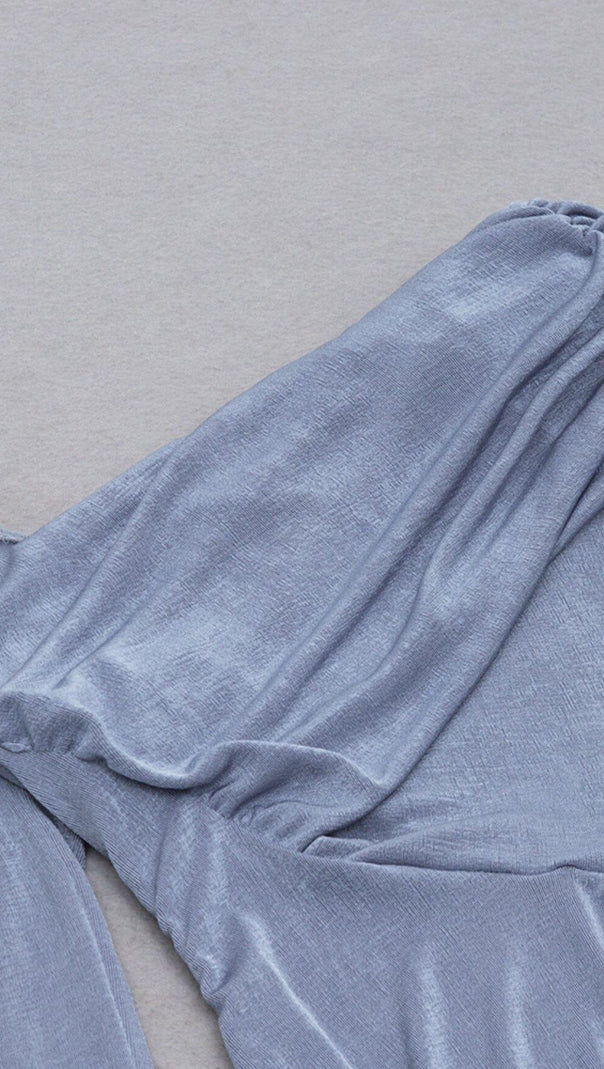 AIIZIE GREY-BLUE OFF SHOULDER MIDI DRESS - product image