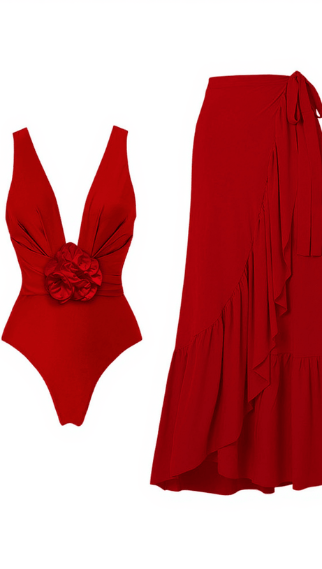 ROSEN FLOWER SWIMWEAR TWO PIECE SET