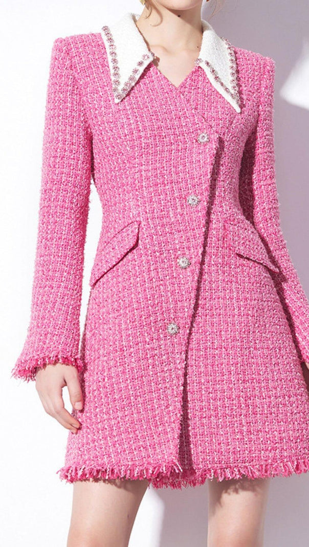 AIIZIE PINK HEAVY BEADED SMALL FRAGRANT WOOLEN JACKET - product image