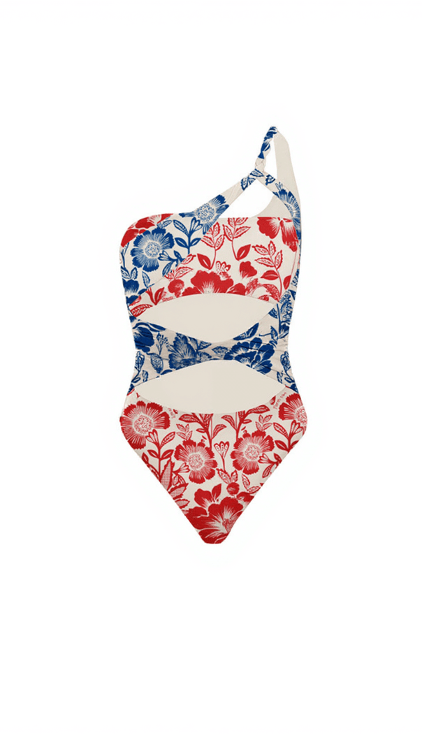 AIIZIE EMILE COLOR CLASH FLORAL ONE PIECE SWIMSUIT - product image