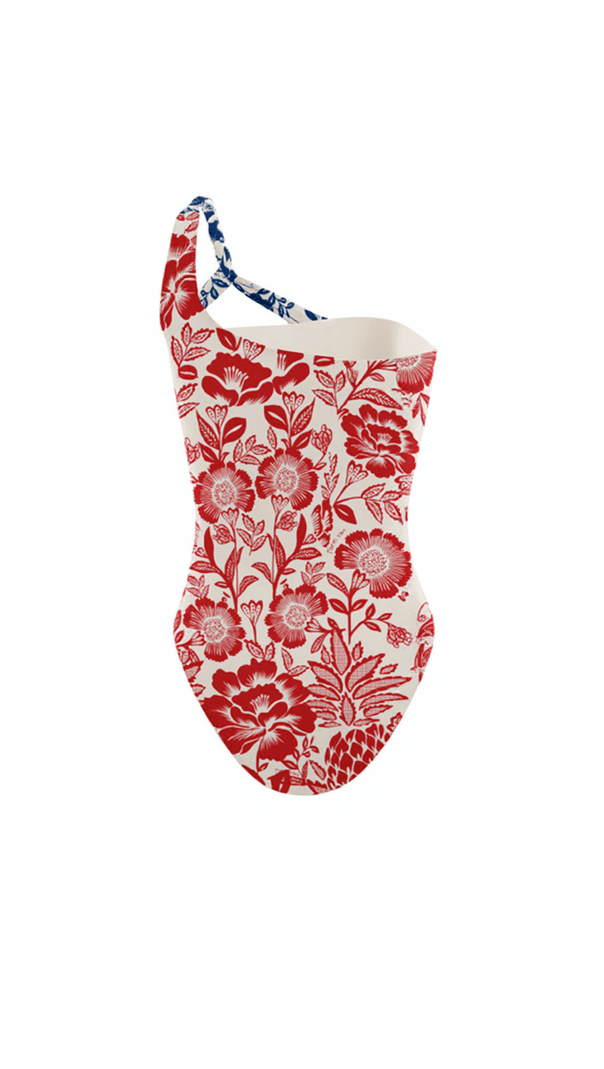 AIIZIE EMILE COLOR CLASH FLORAL ONE PIECE SWIMSUIT - product image