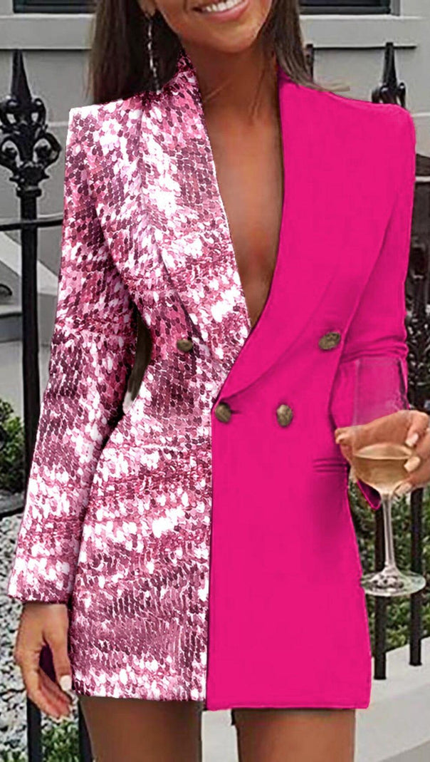 AIIZIE BARBIE POWDER STITCHED SEQUIN MINI DRESS - product image