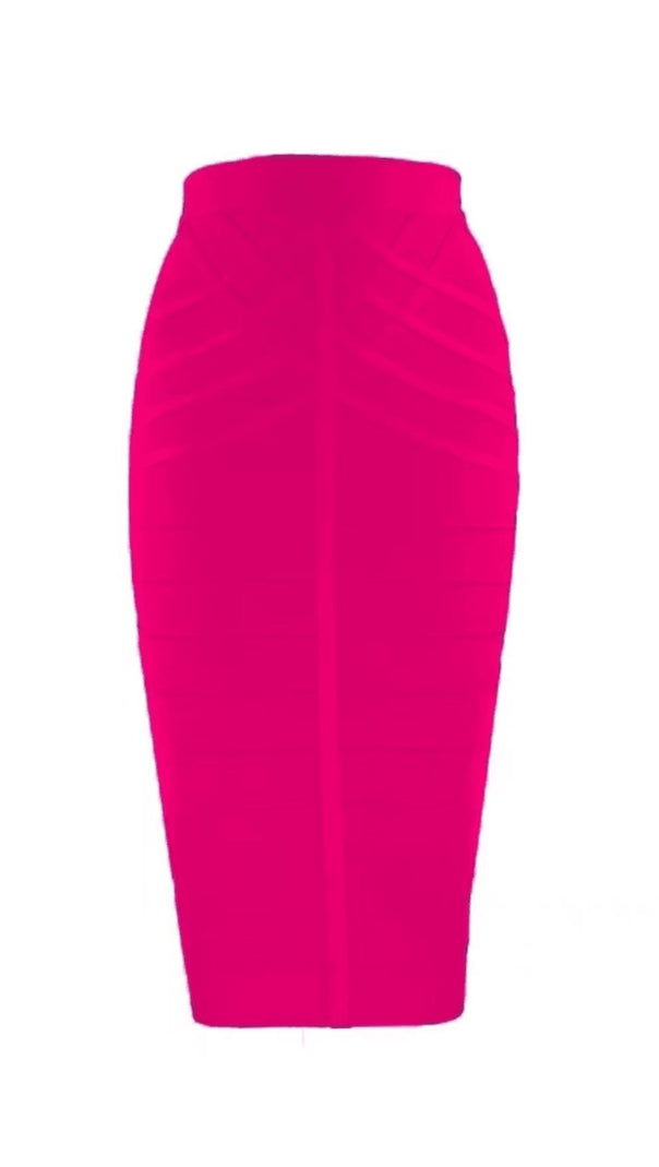 AIIZIE STRIPED TEXTURE KNITTED SKIRT IN ROSE HIGH-WAIST - product image