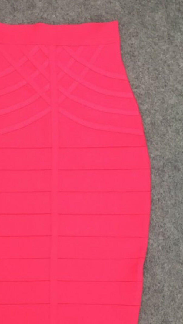 AIIZIE STRIPED TEXTURE KNITTED SKIRT IN ROSE HIGH-WAIST - product image