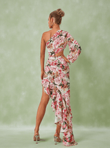 Aiyana One Shoulder Floral Maxi Dress In Pink