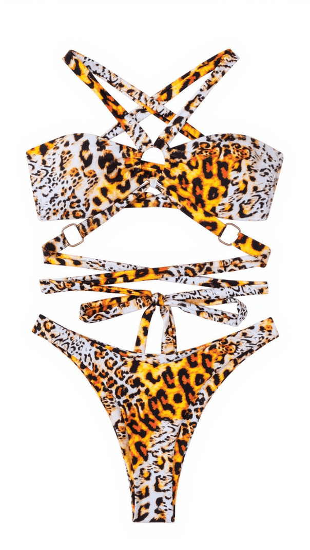 AIIZIE JULIAN LEOPARD RING BIKINI TWO PIECE SET - product image