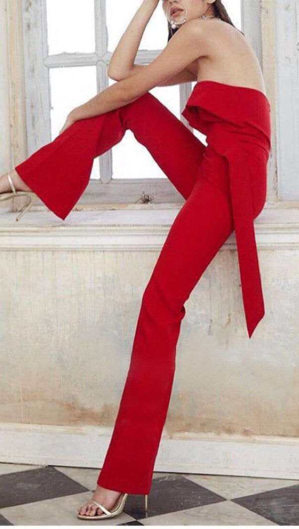 AIIZIE BANDEAU JUMPSUIT IN RED - product image