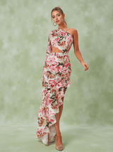 Aiyana One Shoulder Floral Maxi Dress In Pink